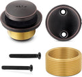 Tip-Toe Bathtub Drain Trim Kit with Two-Hole Overflow Faceplate – All Brass Tub Drain Stopper Replacement – Fits Fine or Coarse Thread Drain Shoe – Universal Tub Drain Assembly