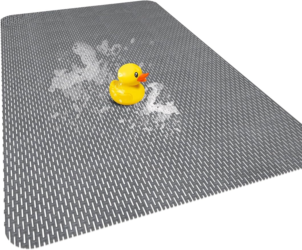 Large Anti Slip Shower Mat - Yonala 39.4" x 31.5" Non Slip Shower Mat for Inside Shower, Trimmable PVC Shower Floor Mat for Shower Stall, Bathroom, Tub, Quick Drying Matt
