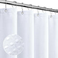 Gibelle White Shower Curtain, Waffle Weave Textured Fabric Shower Curtain for Bathroom - Soft Cloth & Hotel Spa Luxury, Water Repellent, Machine Washable, 72X72, White