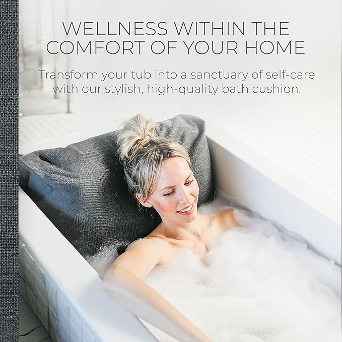 BADESOFA® Luxury Bath Pillow S - Ultra Comfortable & Quick-Drying Bath Back Pillow - Washable Full Body Bath Pillow for Bathtub - Therapeutic Head and Neck Support - Luxury Spa Cushion in Charcoal