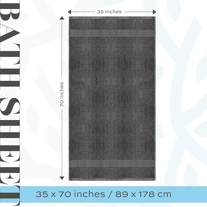 White Classic Luxury Bath Sheets Towels for Adults Extra Large | Highly Absorbent Hotel Collection | 35x70 Inch | 2 Pack (Charcoal Gray)