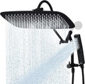 G-Promise All Metal 16 Inch Shower Head with Massage Mode Handheld, Rain Shower Head with Handheld Spray Combo, 3-Way Diverter with Pause Setting, 13 Inch Adjustable Extension Arm (Matte Black)