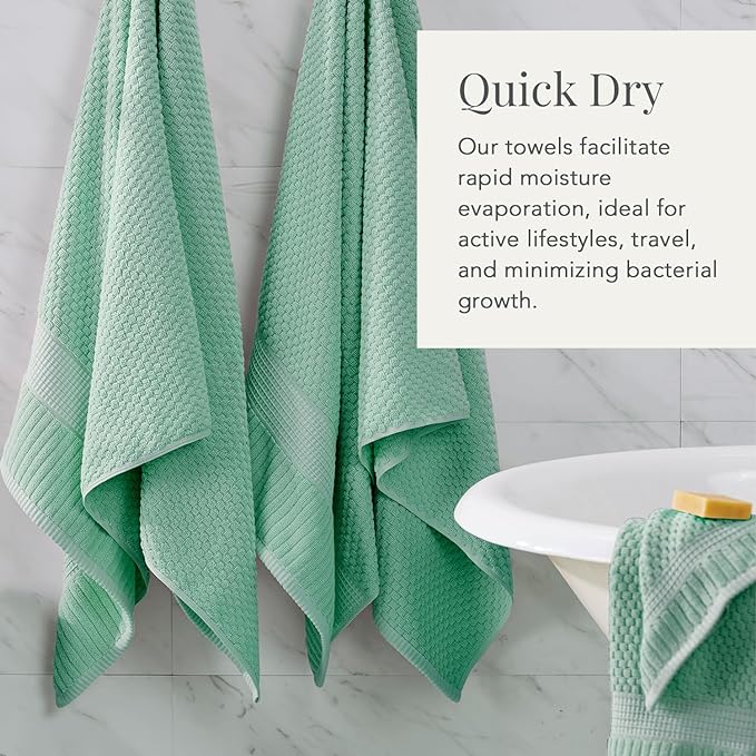 NY Loft 100% Cotton Towel Set| Super Soft & Absorbent Quick-Dry |Textured and Durable Cotton Cotton | Trinity Collection - 2 Pack Bath Sheet - Wasabi Green