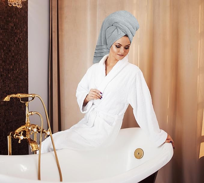Utopia Towels 8 Piece Luxury Towel Set, 2 Bath, 2 Hand, and 4 Wash Cloths, 600 GSM Ring Spun Cotton, Highly Absorbent Viscose Stripe Towels, Ideal for Everyday use, Cool Grey