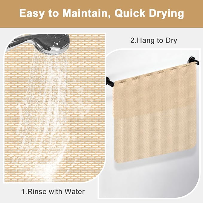 Non Slip Shower Mat: 35"x24" Extra Large Shower Mats for Inside Shower,Trimmable PVC Anti Slip Shower Stall Mats, No Odor, Quick Drying Shower Mats for Floor, Bathroom, Home, Kitchen, Hotel