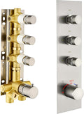 3 Way Shower Diverter Valve - Brushed Nickel, 3 Function Thermostatic Mixer Brass Valve with Individual On/Off Flow Control, Ideal for Shower Arm & Shower Kit