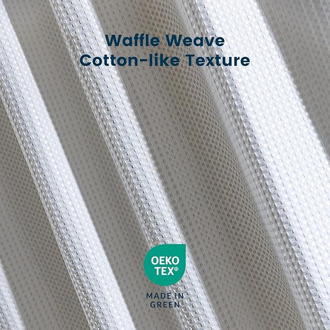 SLEEP ZONE Shower Curtain Liner, Waffle Shower Curtains for Bathroom, Heavy Duty Thick Fabric Shower Curtains - 285GSM Luxury Weighted Polyester Bath Curtain, 72" × 84" (Pure White)