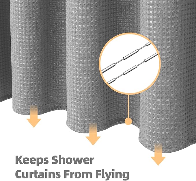 LaCyan 3 in 1 Waterproof Waffle Weave Shower Curtain and Clear Liner Set with 12 Stainless Steel Hooks Double Sided for Bathroom 72 Inches Heavy Duty Polyester Fabric Shower Curtains 72x84