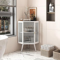 Corner Storage Cabinet with Glass Door, 31" & 43" Freestanding Triangle Floor Cabinet Modern Display Organizer Medicine Cabinets for Bathroom Living Room Bedroom (White, 31')