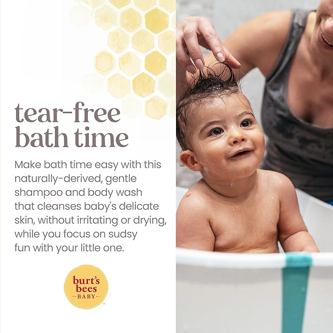 Burt's Bees Baby Sensitive Foaming Shampoo and Wash, Fragrance Free, Tear Free, Pediatrician Tested, 97.5% Natural Origin, 8.4 Fluid Ounces, Pack of 3
