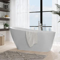 59'' Deep Soaking Acrylic Freestanding Bathtub, Modern White Tub for Bathrooms with Non-Slip Base, Chrome Drain, cUPC Certified Free Standing Bath Tub