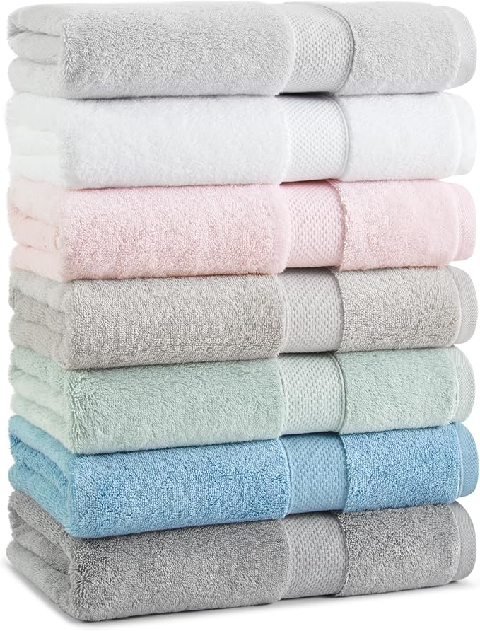 Aston & Arden Egyptian Hand Towels - Pack of 6 - Oversized Ultra Soft Thick & Absorbent, 100% Ringspun Egyptian Cotton Bathroom Towel for Spa, Hotel, 600 GSM, 16 x 30 in, Light Grey