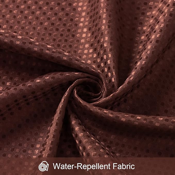 3 in 1 Long Brown Shower Curtain Set-72 W x 78 H, Modern Waffle and PEVA Liner Set with 12 Stainless Steel Hooks, Waterproof Fabric for Bathroom