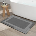 Non Slip Bath Mat, Rubber Backing Ultra Thin Bathroom Rugs Fit Under Door Quick Dry Super Absorbent Washable Bath Rug Shower Mat for Bathroom Floor Bathtub Sink, Easy Care Dark Grey 24"x 35"