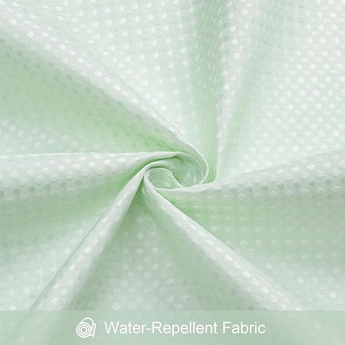 3 in 1 Stall Half Size Mint Green Shower Curtain Set-36 W x 72 H, Modern Waffle Waterproof Fabric and PEVA Liner Set with Stainless Steel Hooks