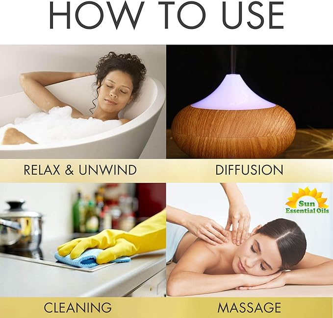 Sun Essentials Oils - 2 oz Eucalyptus Essential Oil with Dropper for Diffuser, Skin, Aromatherapy Massage, Humidifier, Scent for Candle, Lotion & Soap Making at Home, Fragrance for Room