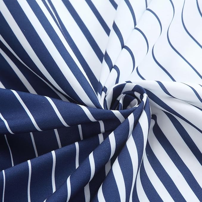 Blue Shower Curtain 78 Inches Long, Modern Navy Blue and White Gradient Vertical Stripe Waterproof Polyester Shower Curtains for Bathroom, 72x78 Inches
