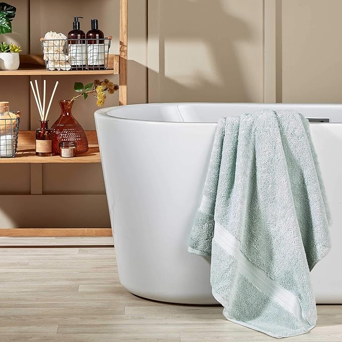 Christy Renaissance 6 Piece Blue Towel Set| 100% Egyptian Cotton | Luxury Bathroom Towels | Soft and Super Absorbent | 675 GSM | 2 Bath Sheet 2 Hand 2 Face | Eggshell