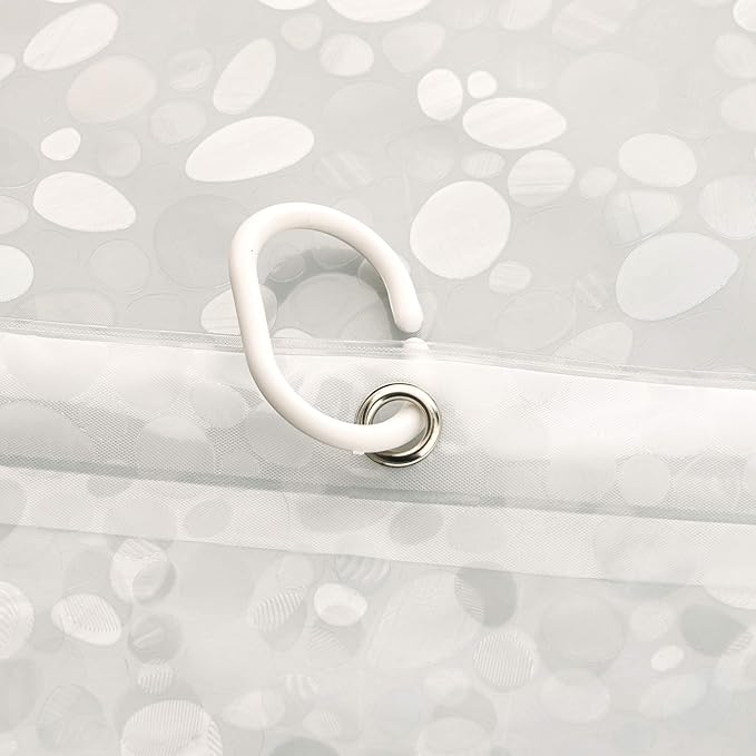 AooHome Extra Long Eva Shower Curtain Liner, Heavy Duty Shower Curtain Cobblestone Patten with Bottom Magnets, Semi Transparent, 72W x 86L inch