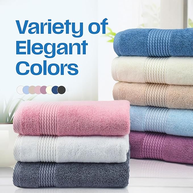EastNBlue Lara Premium Bath Towel Set 6 Piece - Soft & Highly Absorbent Bathroom Towel Set, 100% Luxury Turkish Cotton, Flannel Bath Towels, 1 Bath Towel, 1 Hand Towel, 4 Washcloths - Beige