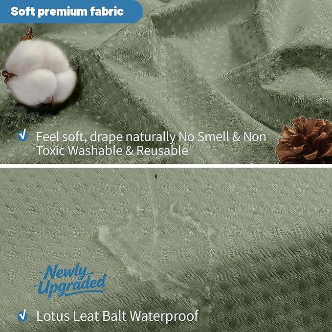 2-in-1 Waterproof Fabric Shower Curtain - No Separate Liner Needed, Hotel-Style Waffle Weave, Effortless Cleaning & Washable Bathroom Shower Curtain Set,72Wx84H,SageGreen
