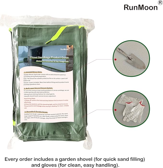 Upgraded Extra-Thick Reusable Flood Sandbags - Double-Stitched Canvas, Leak-Proof Closure | Multiple Sizes (3ft-10ft) for Water Barrier & Flood Protection (4ft (Upgraded) 4-Pack)