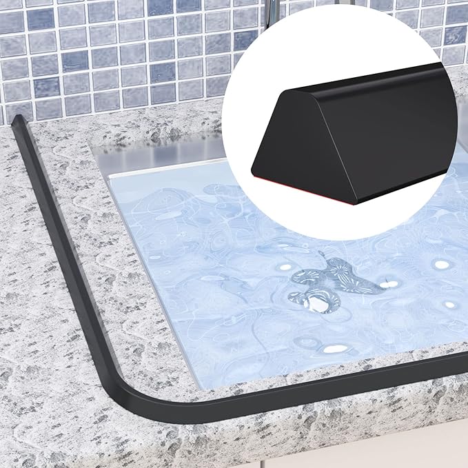 67 Inch Collapsible Shower Water Dam, Shower Threshold Water Dam Shower Barrier, Dry and Wet Separation Door Dam Water Stopper Kitchen Shower Threshold Silicon Water Blocker(Mini Trapezoid)