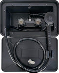 RV Exterior Shower Box Outdoor Camper Trailer Shower Kit with Shower Faucet Shower Head and Hose wall box portable use for Camper Van Travel Trailer Motorhome and Boat (Black)