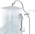 Hibbent 12'' All Metal CUPC Certified Shower Head, High Pressure Rainfall Shower Head, Handheld Showerhead Combo, 12'' Adjustable Shower Extension Arm, 10-Spray, 71'' Hose, Showerhead Holder, Chrome
