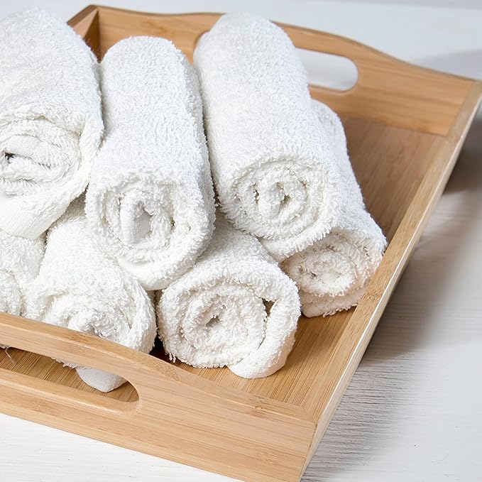 GOLD TEXTILES 480 Pack Economy White Washcloths Set (12x12 inches) - Cotton Blend Commercial Grade Cleaning Rags, Quick Drying & Soft Face Cloths, Fingertip Towels for Bathroom, Spa, Gym, and Kitchen