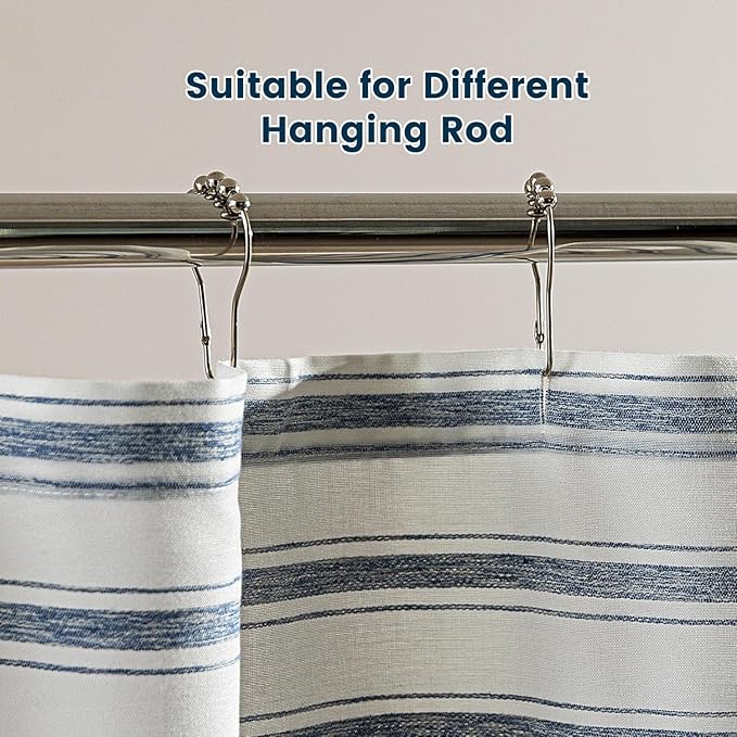 SLEEP ZONE Shower Curtain Liner, Waffle Shower Curtains for Bathroom, Heavy Duty Thick Fabric Shower Curtains - 285GSM Luxury Weighted Polyester Bath Curtain, 72" × 78" (Blue)