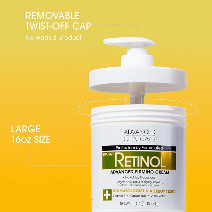 Advanced Clinicals Unscented Retinol Body Lotion & Face Moisturizer + Coconut Oil Body Cream For Women & Men | 2PC Skincare Set Helps Reduce Appearance Of Crepey Skin + Irritated Dry Skin, 2pc Set