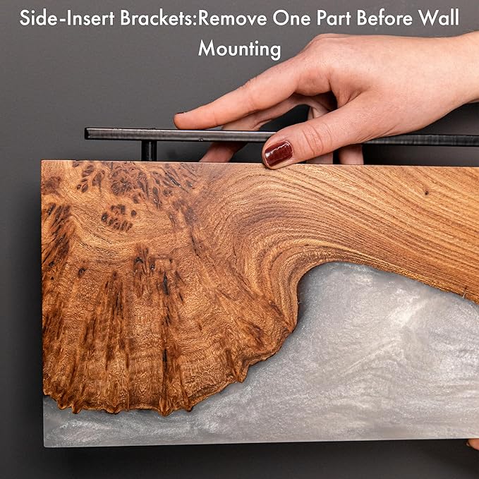 RWA Straight Edge Floating Shelf – Unique Wood Floating Shelf for Wall Decor, Living Room, Bedroom, or Bathroom – Sleek Decorative Wall Shelves for Home & Office (Straight/Platinum, Medium - 16x6)