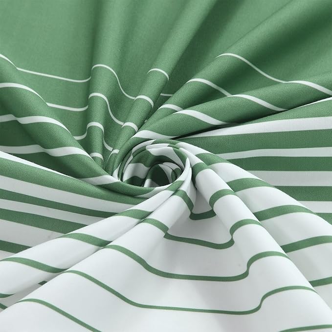 Extra Long Green Shower Curtain, Sage Green and White Gradient Horizontal Stripe Waterproof Polyester Shower Curtains for Bathroom, 72x84 Inches