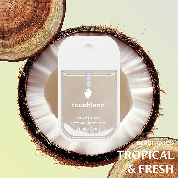 Touchland Hydrating Hand Sanitizer Spray, TROPICAL Trio Set (Mango Passion, Beach Coco, Watermelon), 1 FL. OZ. Travel Size Power Mist Sprays (Set of 3)