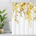 Gibelle Yellow Eucalyptus Shower Curtain, Watercolor Plant Leaves with Floral Bathroom Shower Curtain Set, 72x72