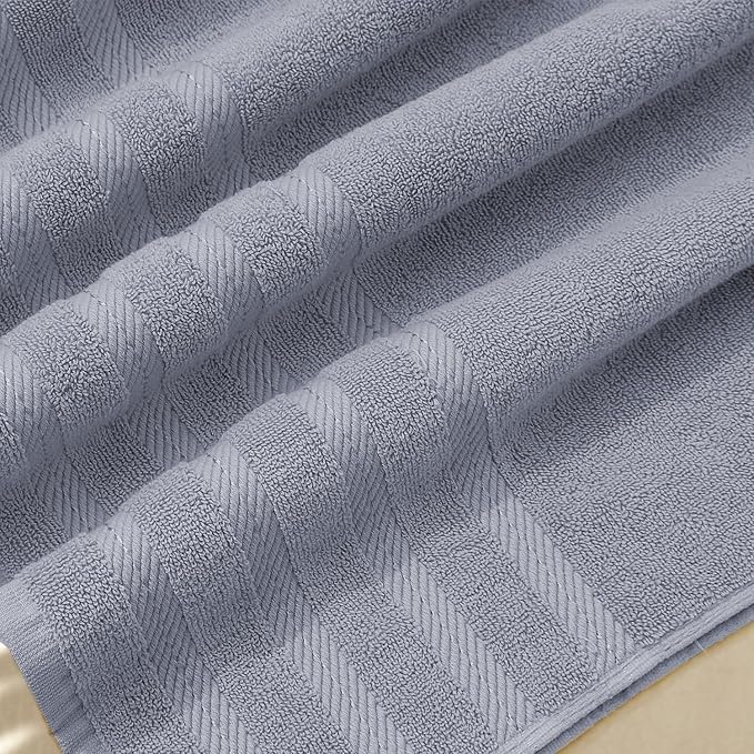 Hearth & Harbor Bath Towels for Bathroom - 100% Ring Spun Cotton Luxury Bathroom Towels - Soft & Highly Absorbent Bath Towels Set, 6 Piece Set, Stone Blue