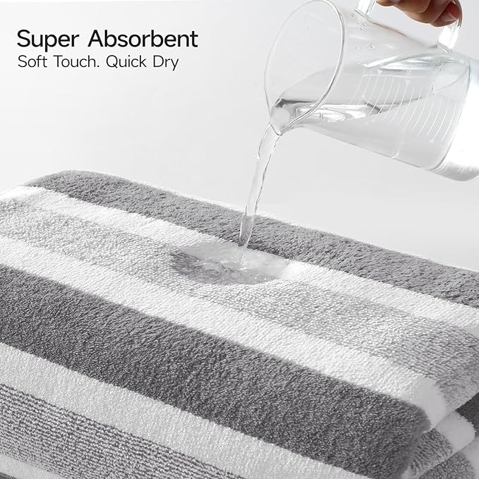 REDKISS Ultra Soft Bath Towel Set 6-Piece 35"x70" | 100% Microfiber, Highly Absorbent, Quick Dry | Gray Towels for Bathroom, Spa, Gym | 2 Bath, 2 Hand, 2 Washcloths