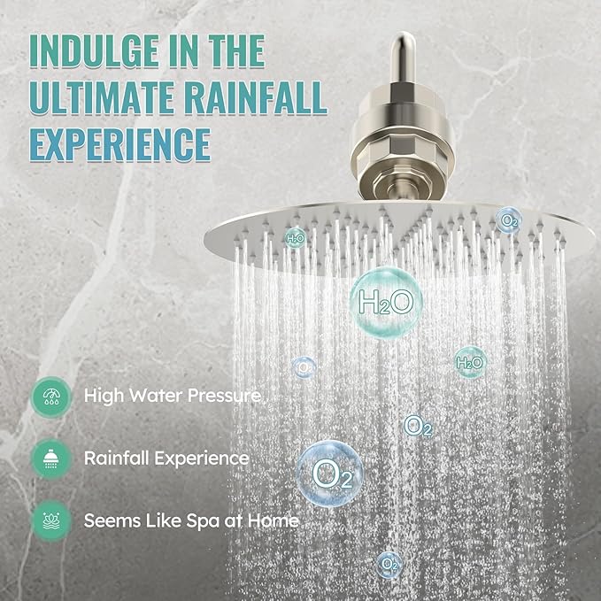 SunCleanse Shower System - 12 Inch Dual Filtered Rainfall Shower Head Combo- High Pressure 3 Spray Mode Showerhead-Included Rough in Valve and Trim Kit, Brushed Nickel
