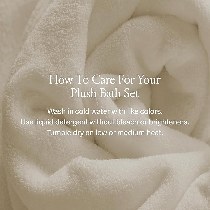 BOLL & BRANCH Plush Bath Towel Set - Oak - 6 Piece - Includes 2 Bath Towels, 2 Hand Towels & 2 Washcloths - 100% Organic Cotton - Ultra Soft & Luxurious - Quick Absorbing