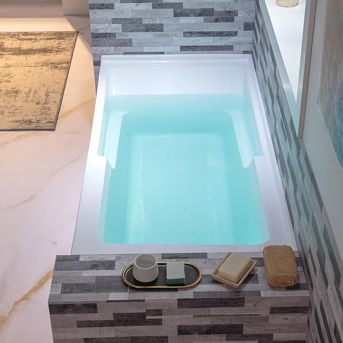 WOODBRIDGE 60" Acrylic Rectangular Alcove Soaking Bathtub in White with Right Drain, Oil Rubbed Bronze pop-UP Drain Included BA6030R