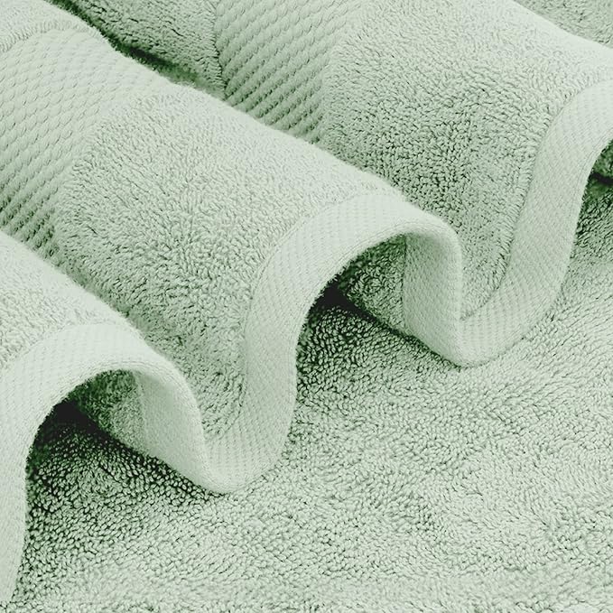 White Classic Luxury Bath Sheet Towels Extra Large | Highly Absorbent Hotel spa Collection Bathroom Towel | 35x70 Inch | 2 Pack (Green)