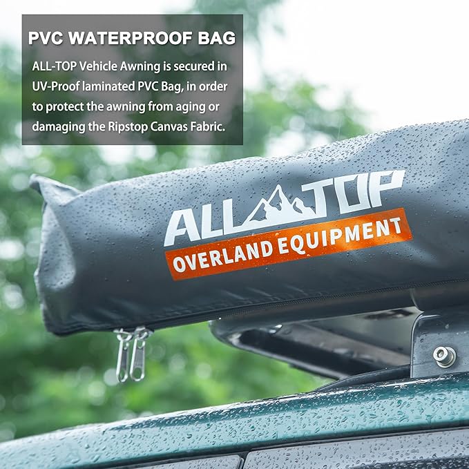 ALL-TOP Vehicle Awning 8.2'x10' Roof Rack Pull-Out Sun Shade UV50+, Weatherproof 4x4 Side Awning for Camping & Overland (Hardware Included)