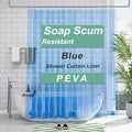 AmazerBath Shower Curtain Liner, 72x72 Transparent Blue Shower Liner, Lightweight Plastic Shower Curtain Liners, Cute Waterproof Shower Liner for Bathroom with 3 Magnets and 12 Grommet Holes