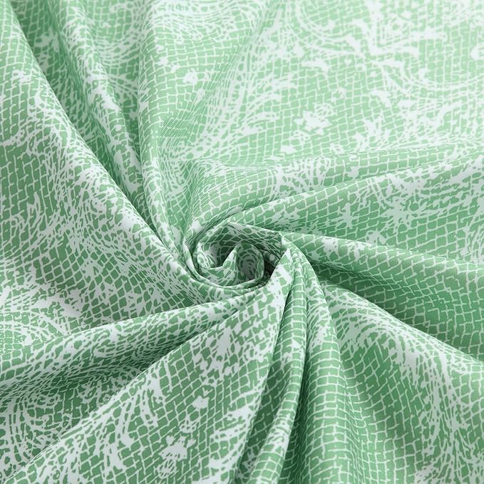 90 Inch Extra Long Shower Curtain - Chantilly Lace Design, Heavyweight Polyester, Grass Green to White Ombre, 72" W x 90" H