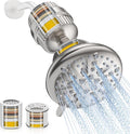 Cobbe Luxury Double Filtered Shower Head, High Output 16+20 Stages – 99% REMOVAL Shower Filters for Hard Water Removes Chlorine and Harmful Substances, 7-Model Setting Spray, Brushed Nickel