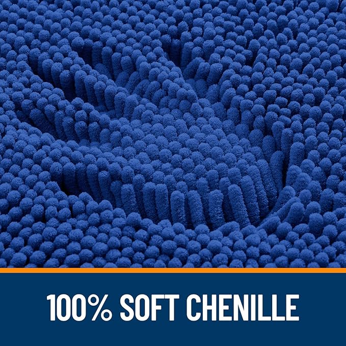 OLANLY Bathroom Rugs 47x24, Extra Soft Absorbent Chenille Bath Rugs, Rubber Backing Quick Dry, Machine Washable Bath Mats for Bathroom Floor, Tub and Shower, Home Decor Accessories, Royal Blue