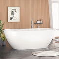 Acrylic Bathtub 55 Inch, Freestanding Deep Soaking Bath Tub with Brushed Overflow and Drain, Contemporary Gloss White Freestanding Bathtub