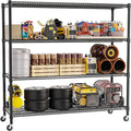 REGILLER 4-Wire Shelf Adjustable Heavy Duty Storage Shelves, Metal Organizer Wire Rack for Laundry Bathroom Kitchen Pantry Closet Garage Shelving with Wheel(Black,24" Dx59.6 Wx72.2 H)