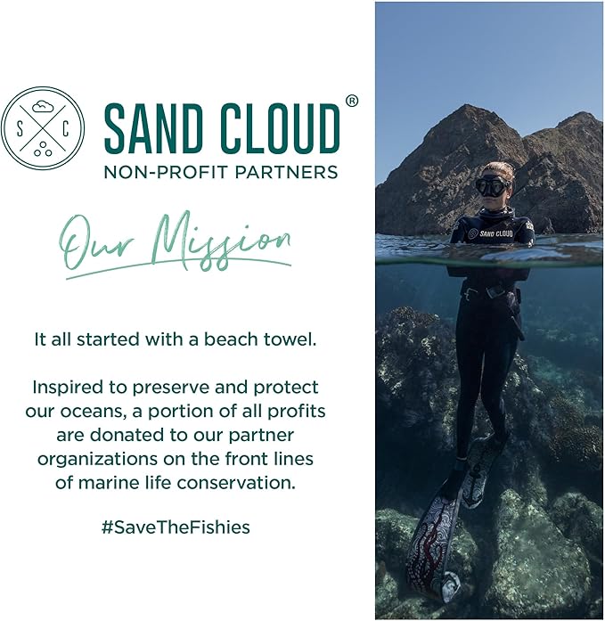 Sand Cloud Large Turkish Beach Towel - Sand Free - 100% Organic Turkish Cotton Yarn - Quick Dry Towel for Beach, Picnic, Blanket or Bath - As Seen on Shark Tank - Marine Life (Devil Ray)